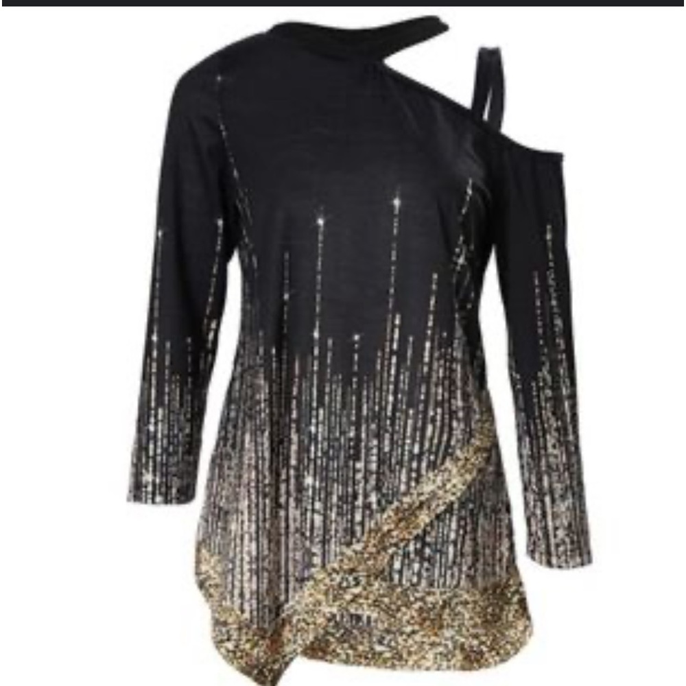 Just Fashion Now Starry Skies Black Dress Handkerchief Hem -Ask for Measurement